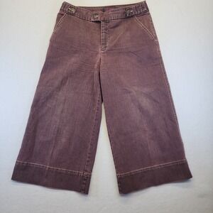 Tribal Denim Womens 6 Wide Leg Crop Pants Stretch Plum Burgundy 4218O-372 Boho